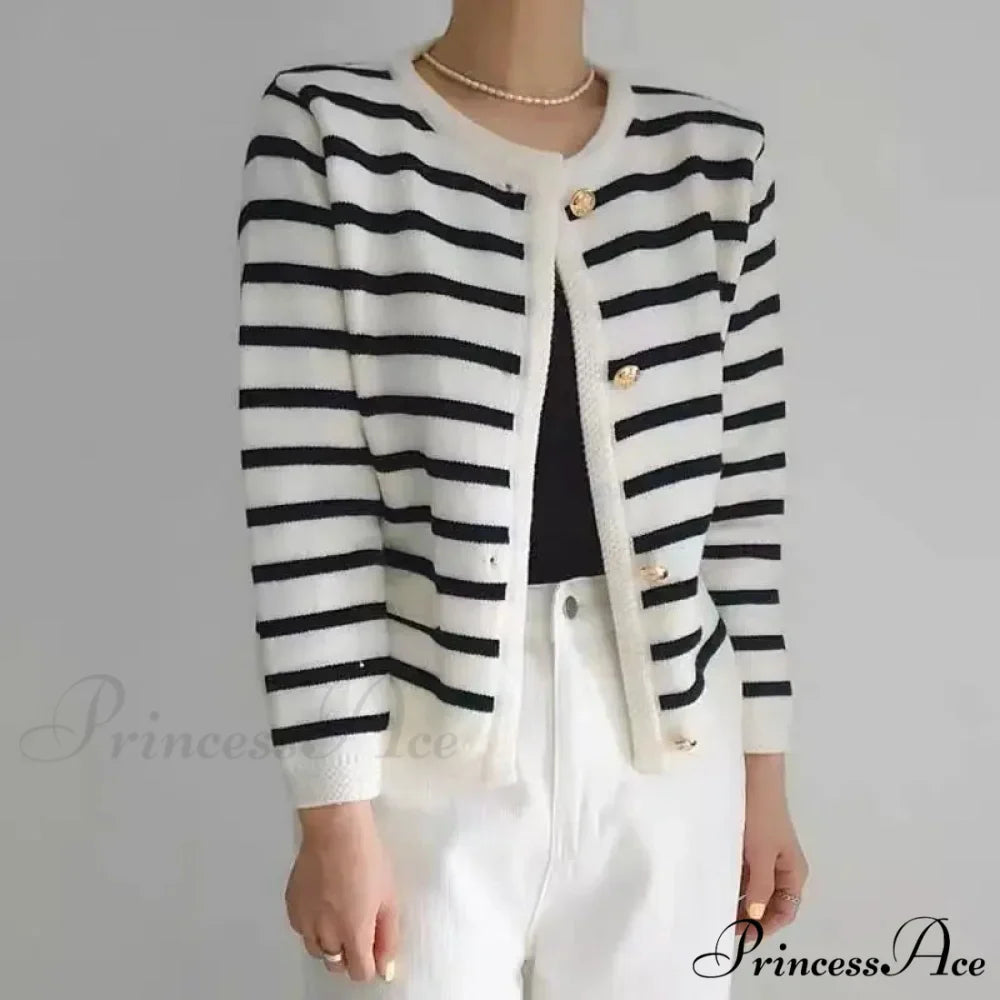 Antique Banded Baggy Knitting Plain Knit Cardigan