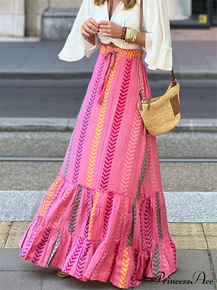 Women Flowy Boho Skirt Printed Ruffled Hem Summer Vacation Club Skirt
Flowy Boho Skirt Printed Ruffled Hem Vacation Club Skirt