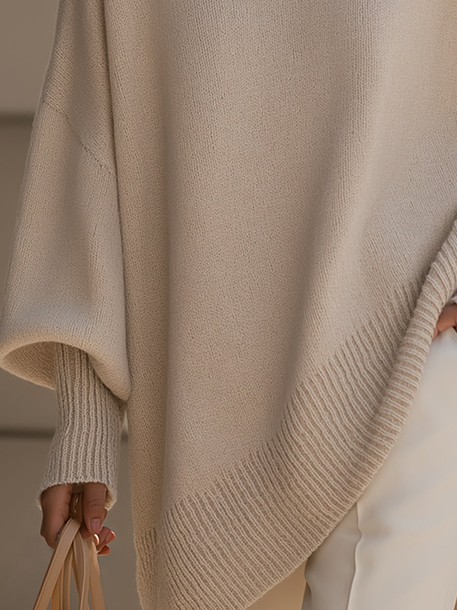 Callowyn | Women's Oversized Cashmere Cape Sweater, Poncho-Style Batwing Sleeve – Elegant Layering