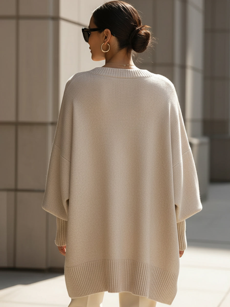 Callowyn | Women's Oversized Cashmere Cape Sweater, Poncho-Style Batwing Sleeve – Elegant Layering