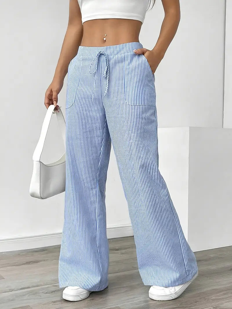 Nina - Elegant Striped Pant With Pockets