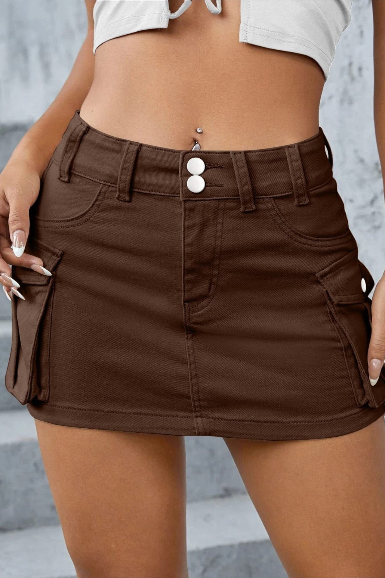 Cargo Street Solid Bodycon Skirt