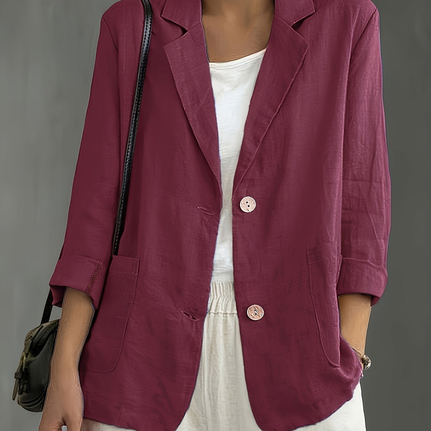 Tailored Linen Blazer with Patch Pockets for Casual Style