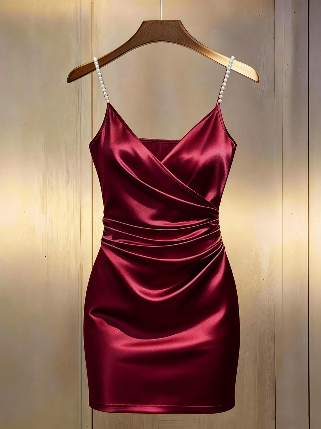 Pearl Strap Wrap Mini Homecoming Dress
