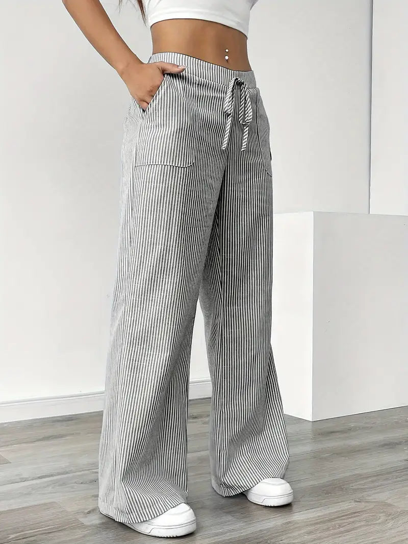 Nina - Elegant Striped Pant With Pockets