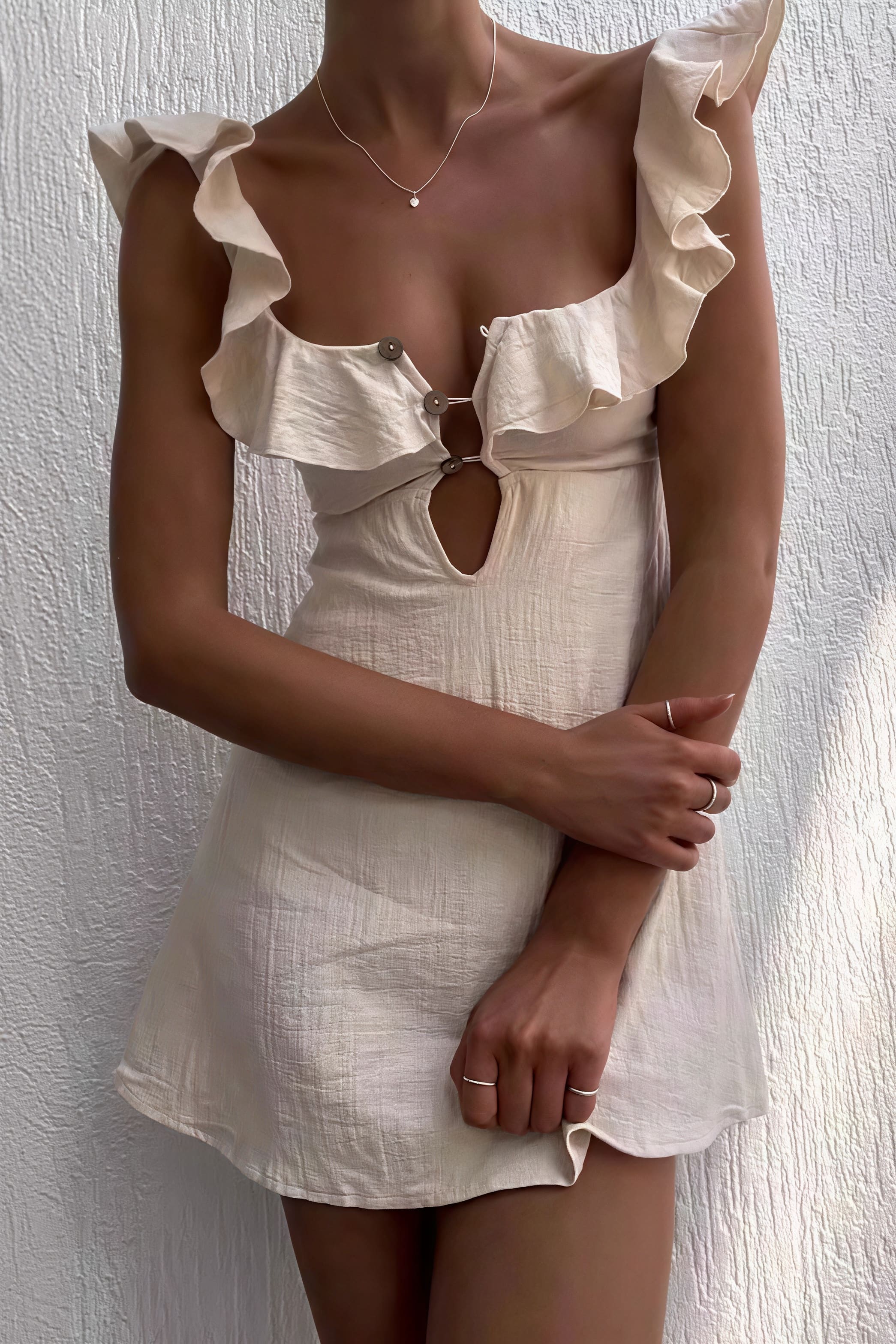 Ruffle Hem Spaghetti Strap Mini Dress