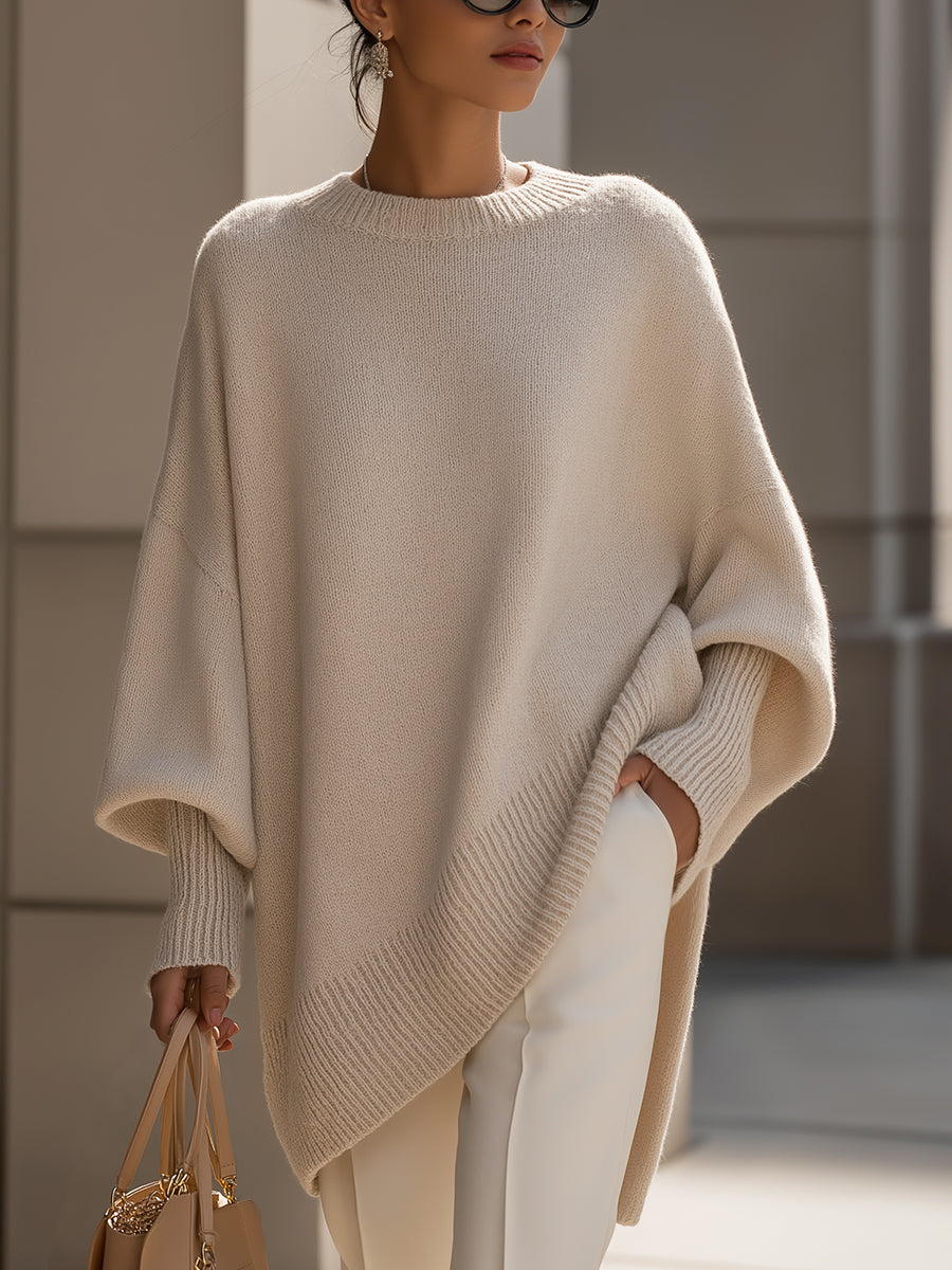 Callowyn | Women's Oversized Cashmere Cape Sweater, Poncho-Style Batwing Sleeve – Elegant Layering