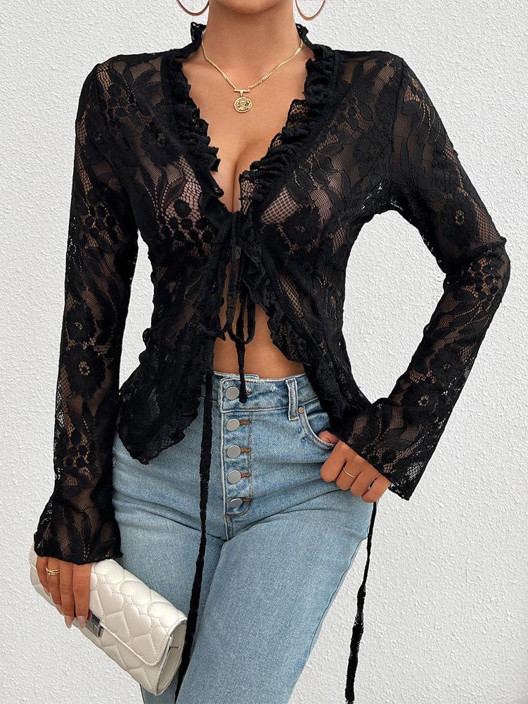 Transparent Sheer Seductive Long Sleeve Blouse