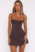 Polka Dot Mesh Slim A Line Mini Dress