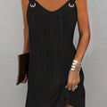 Textured Wave Plisse O-Ring Strap Sleeveless Mini Dress