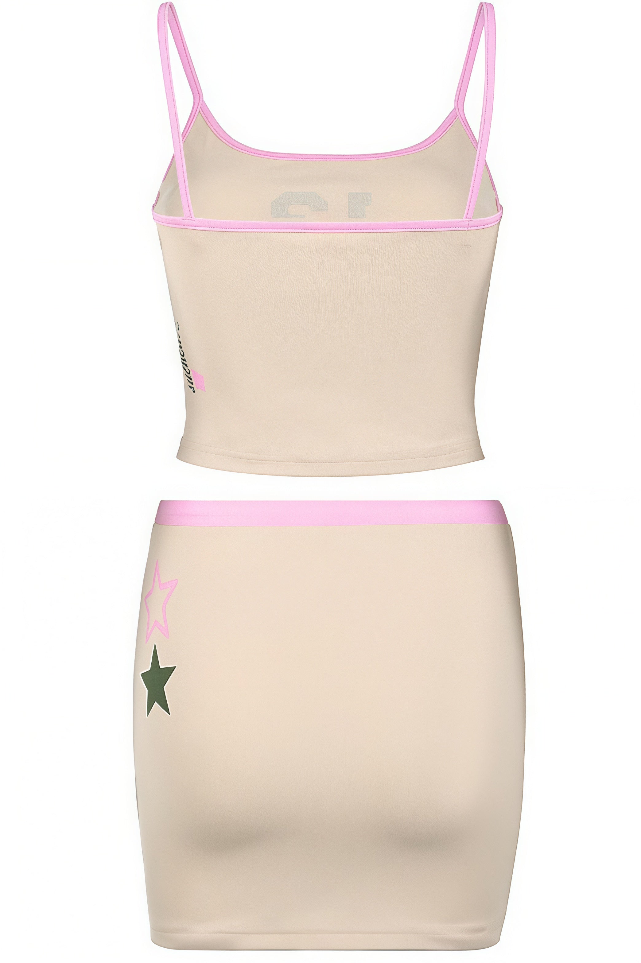 Color Block Letter Print Cami Skirt Set