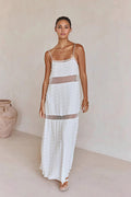 Textured Floral Cutout Spaghetti Strap Vacation Dress