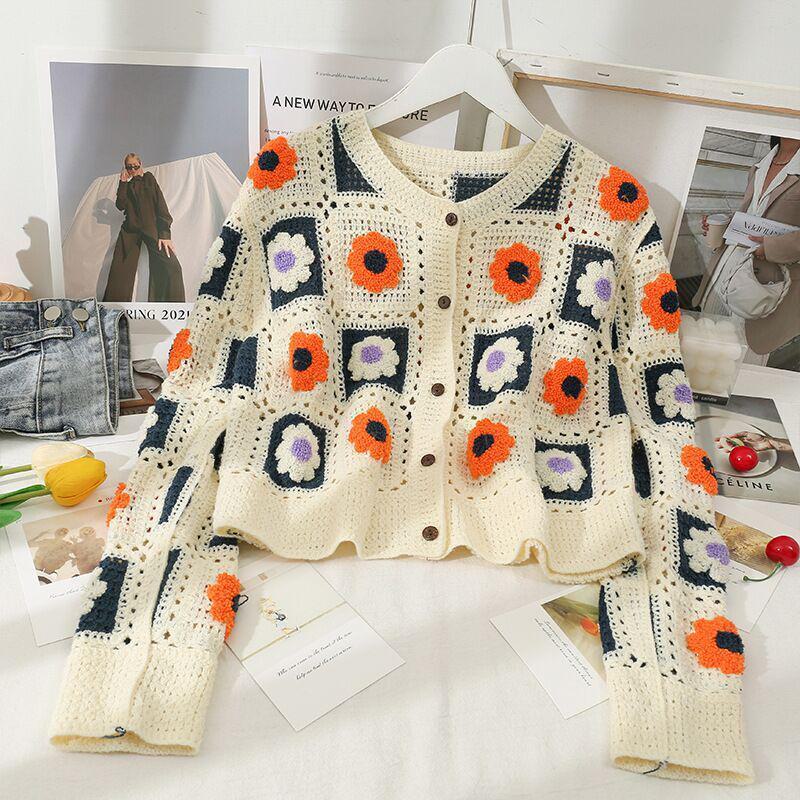 Multihued Y2K Baggy Crochet Knit Cardigan – view 8