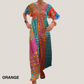 Paisley Patchwork Print Smocked Bodice Short Sleeve Boho Maxi Dress