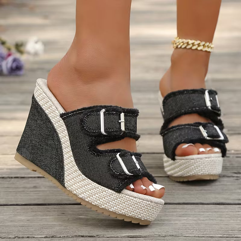 Espadrille Wedge Denim Sandals