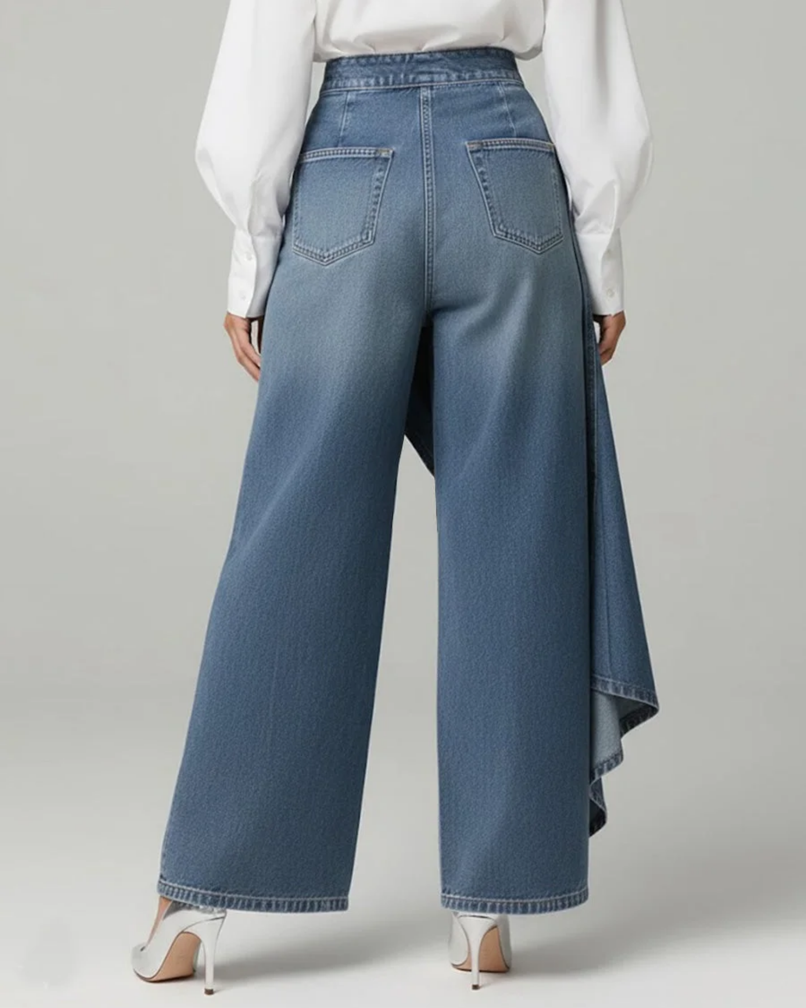 High Waisted Wide Leg Wrap Jeans