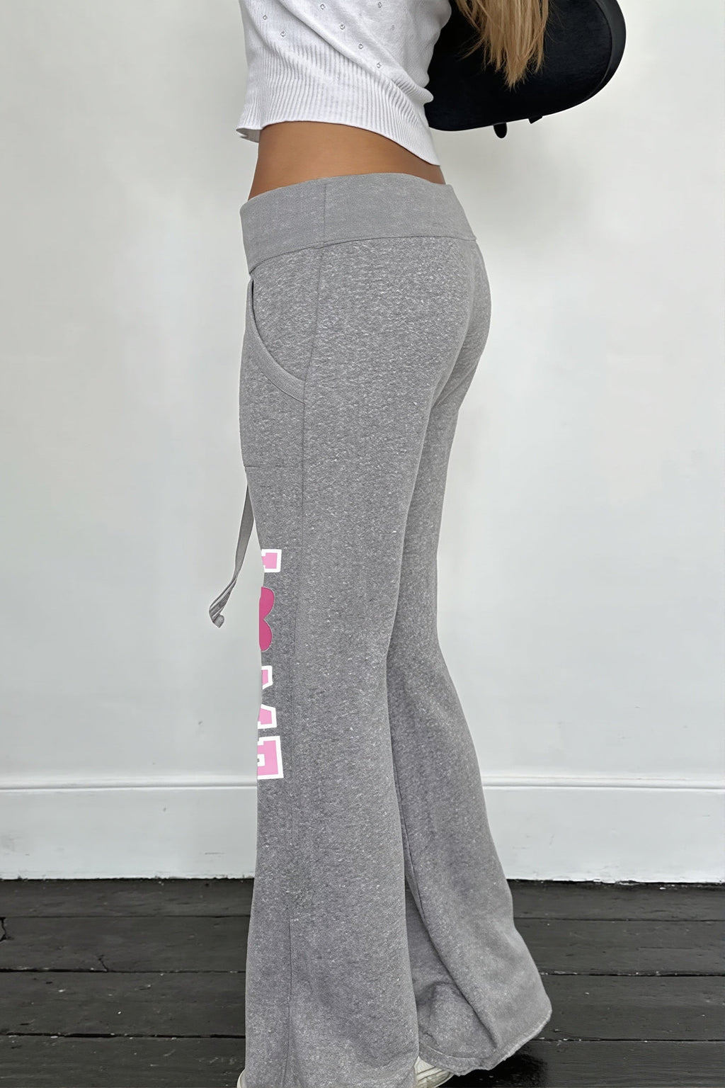 Letter Print Drawstring Straight Pants