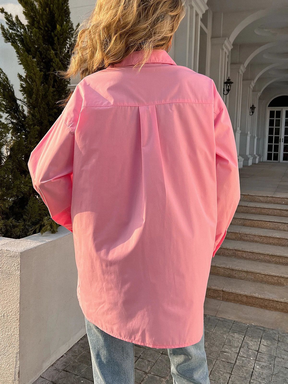 Loose Collared Informal Solid Blouse