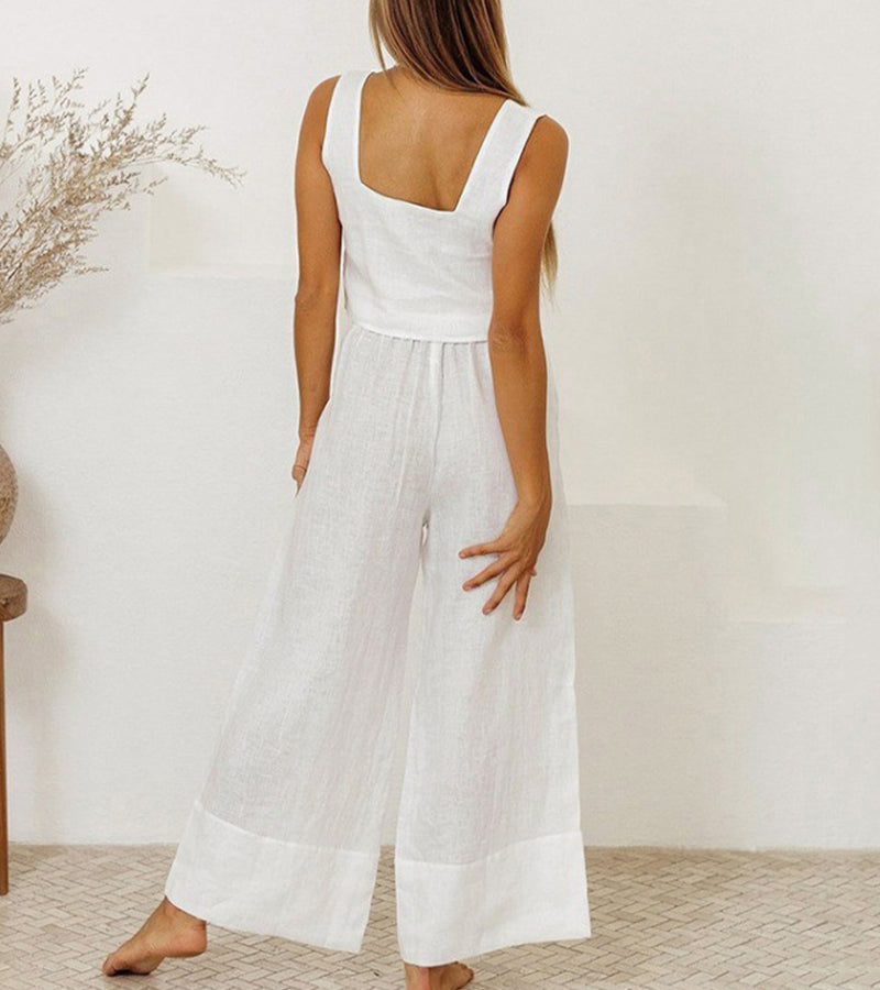 Megan - Minimalist Top And Wide-Leg Pants Set