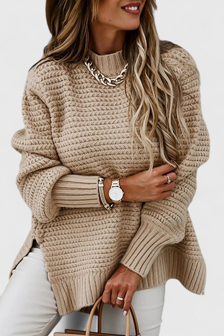 Kalyzziah | Women's Chunky Knit Mock Neck Sweater