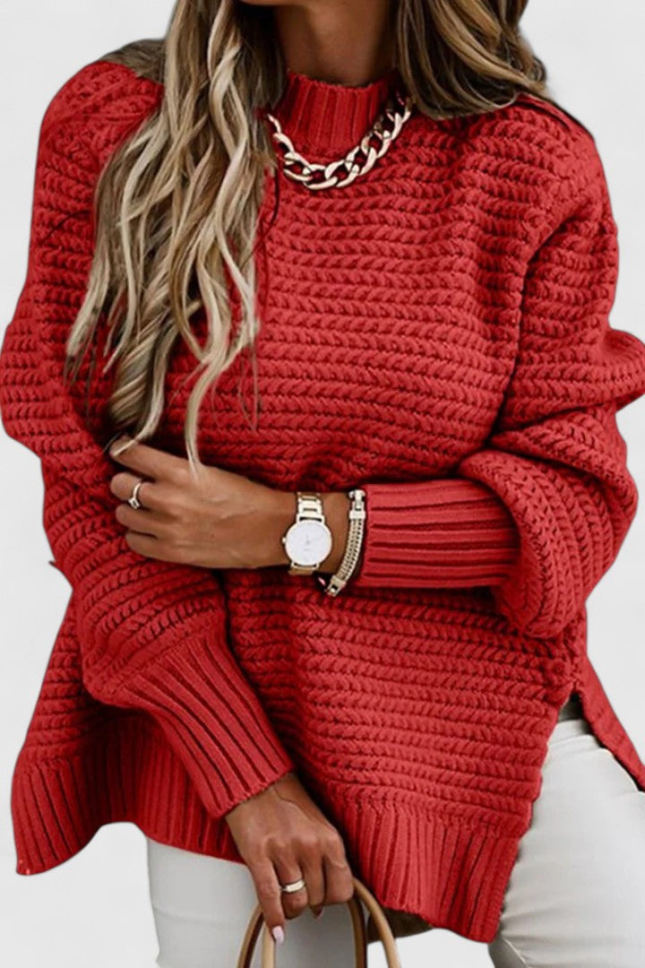 Kalyzziah | Women's Chunky Knit Mock Neck Sweater