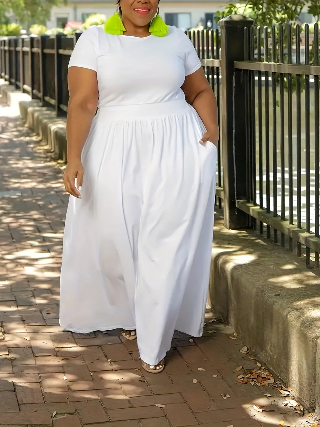 Plus Size Short Sleeve Flowy Maxi Dress