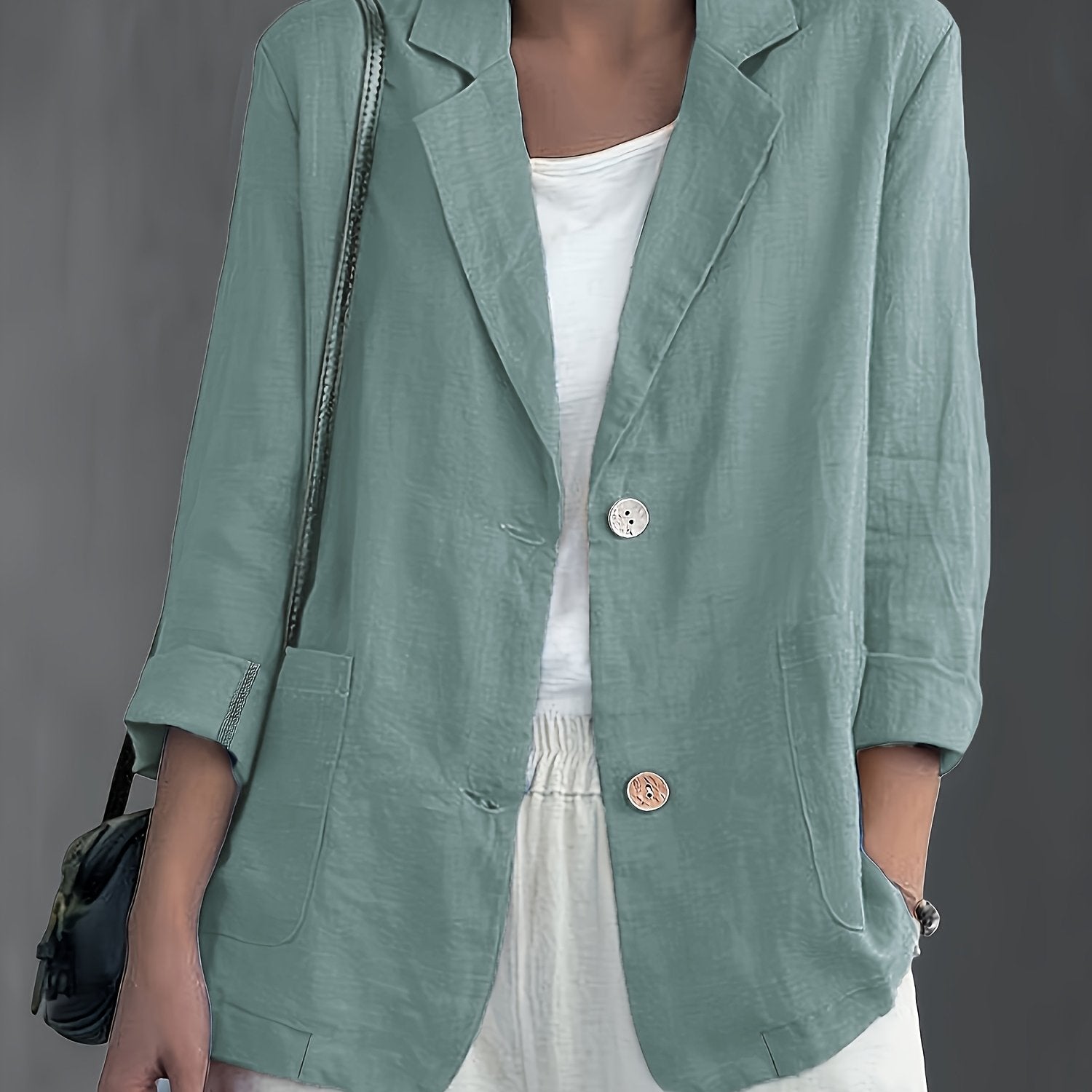 Tailored Linen Blazer with Patch Pockets for Casual Style