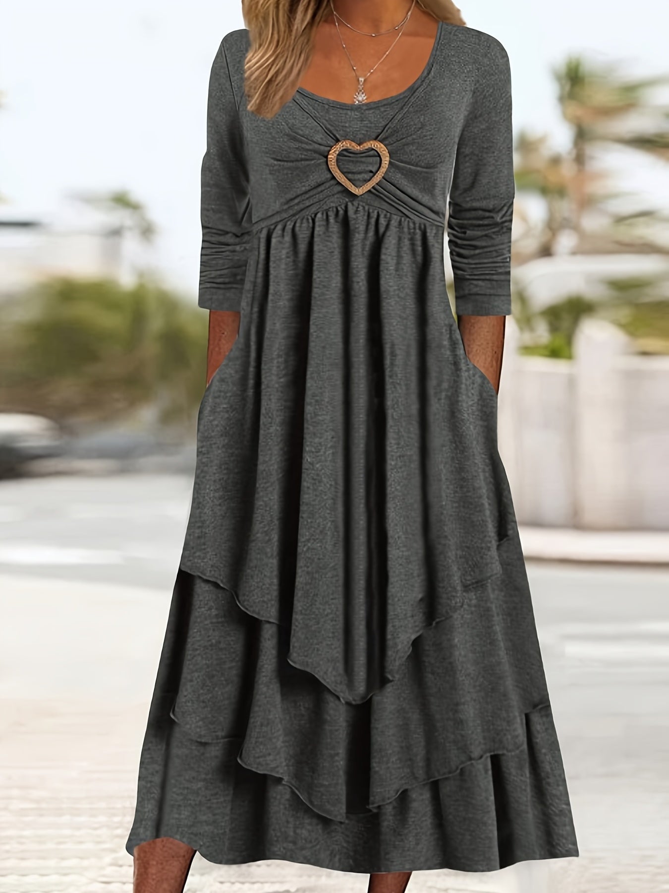 Angie-Elegant Dress With Heart Detail