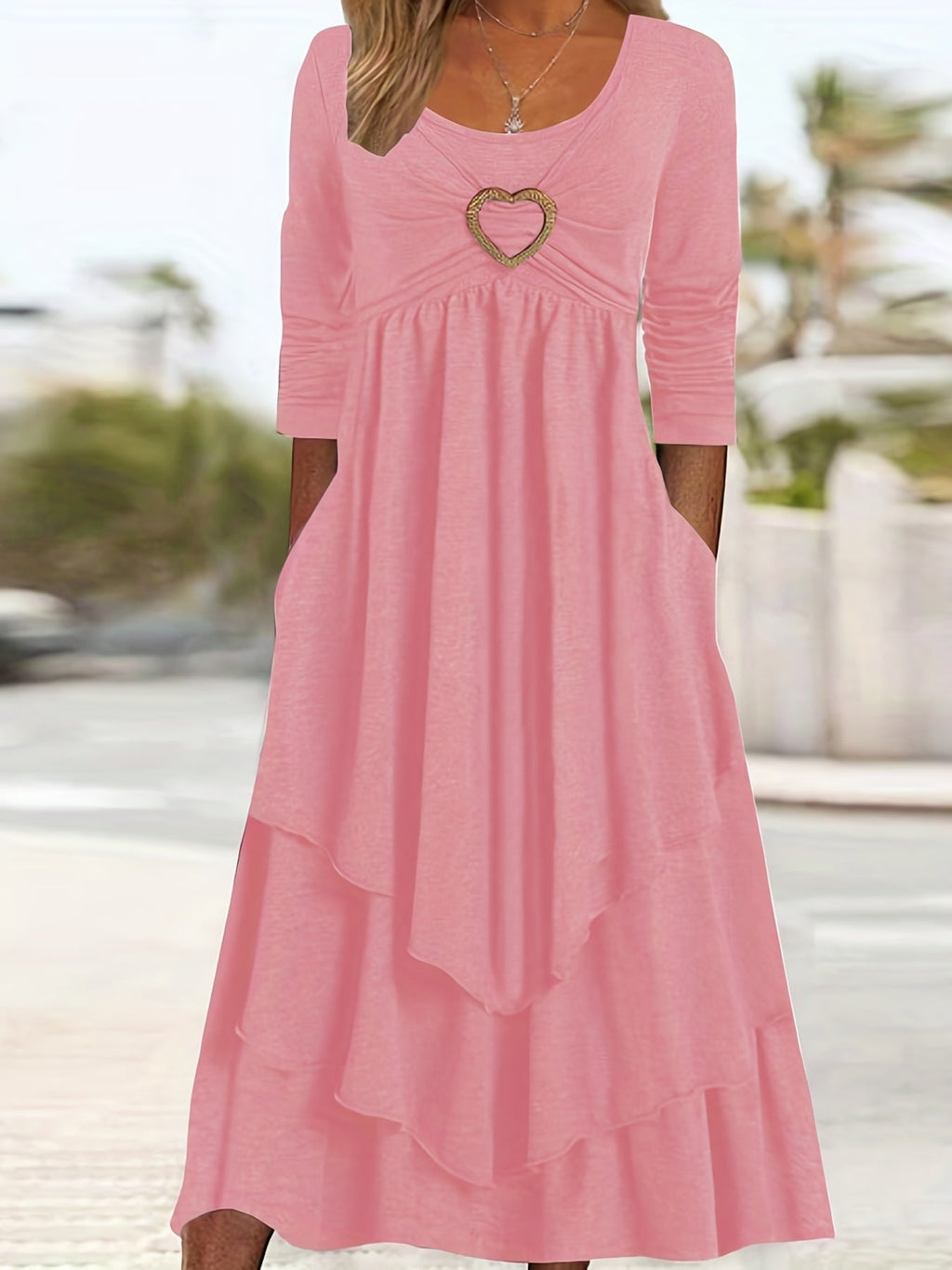 Angie-Elegant Dress With Heart Detail