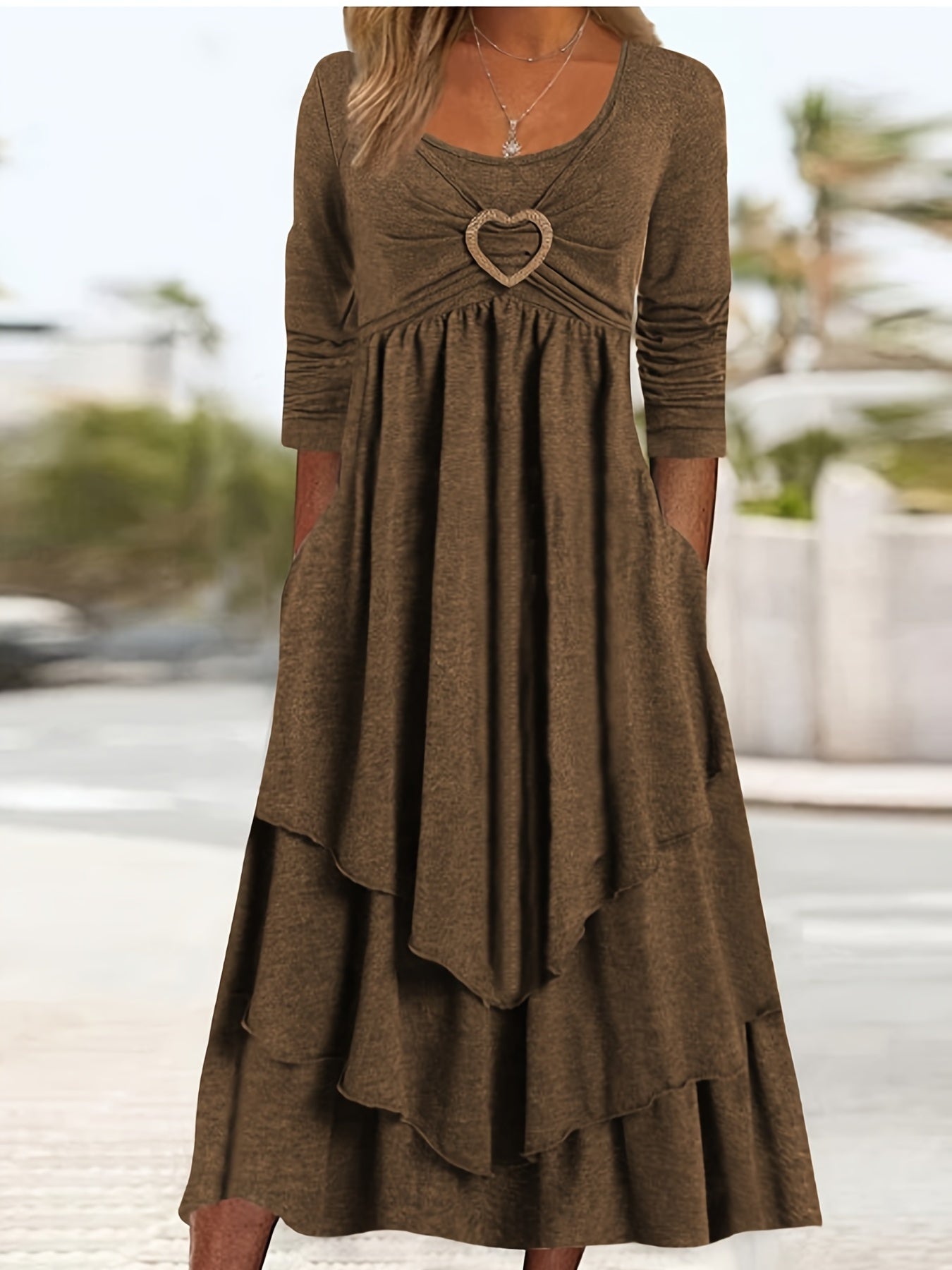 Angie-Elegant Dress With Heart Detail