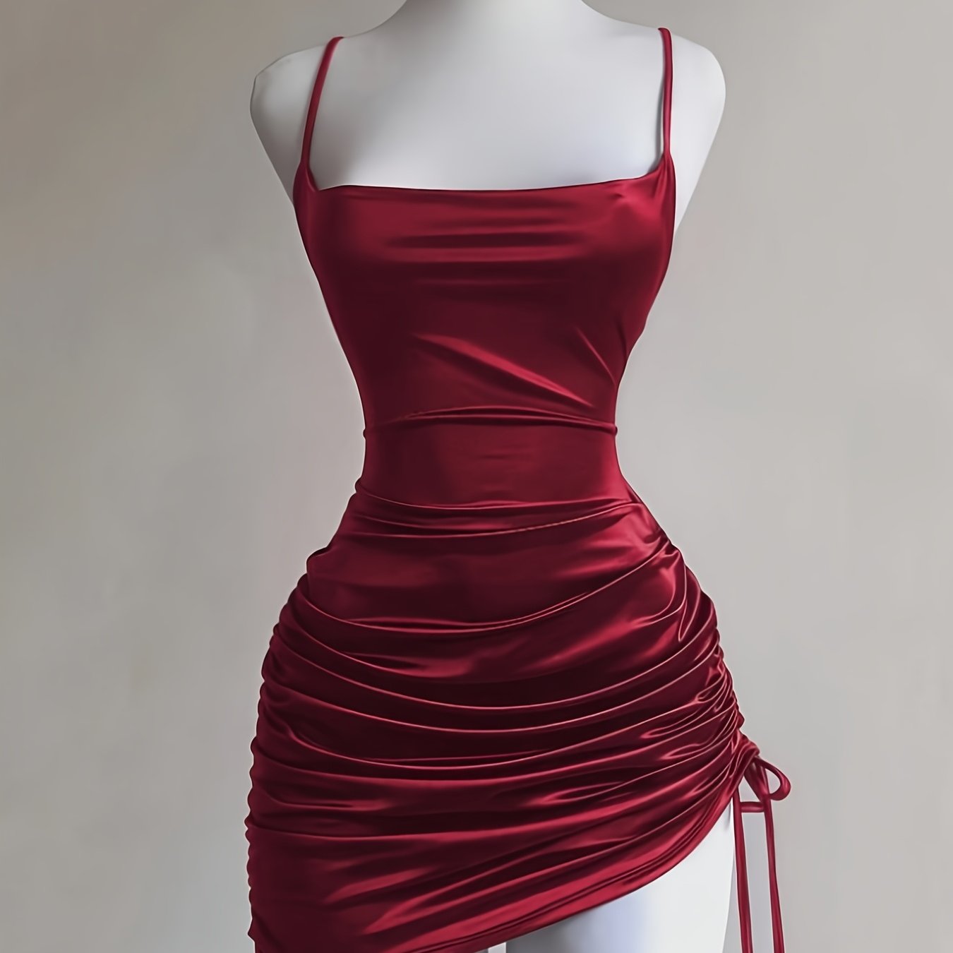 Ruched Drawstring Homecoming Mini Dress