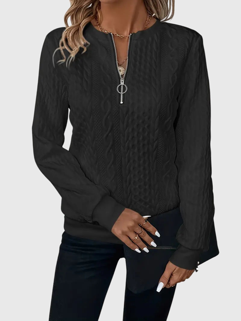 Nora | Women's Cable Knit Quarter-Zip Sweater