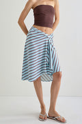 Elegant Striped Irregular Midi Skirt
