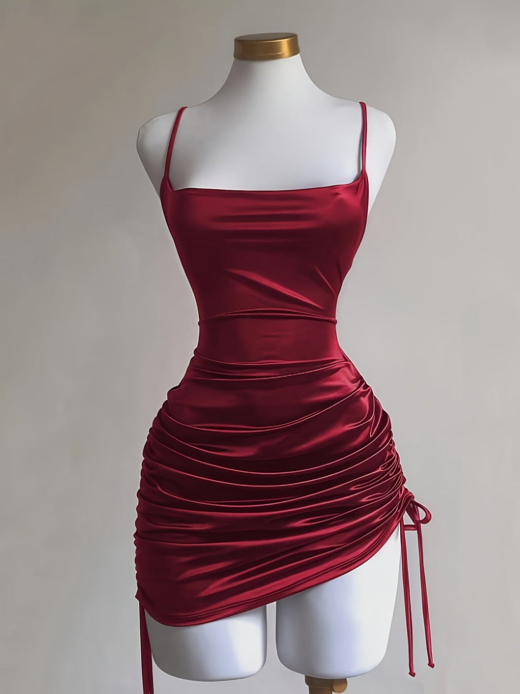Ruched Drawstring Homecoming Mini Dress