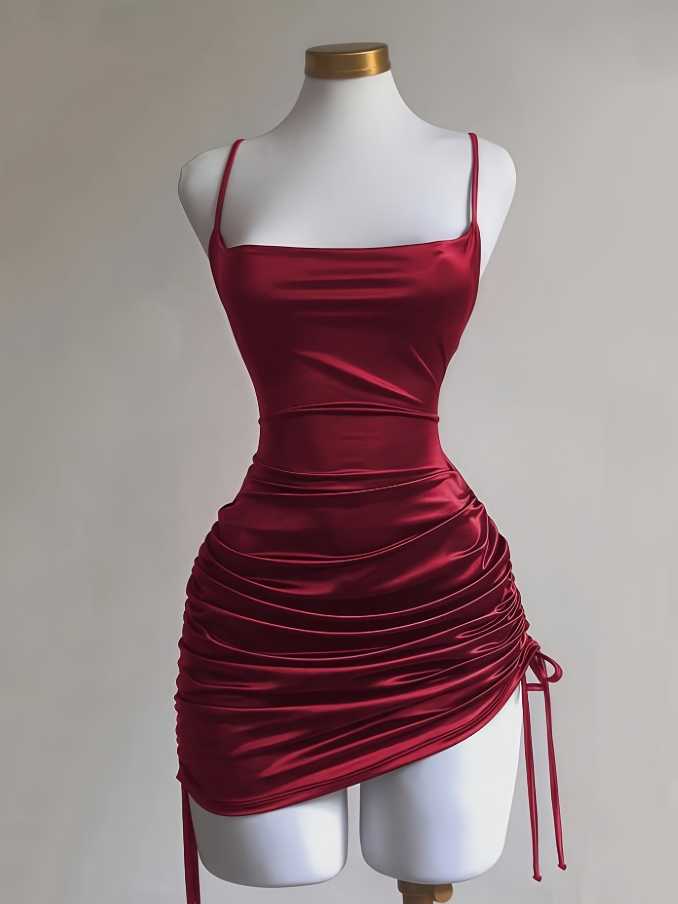 Ruched Drawstring Homecoming Mini Dress