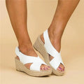 Cross Strap Espadrille Wedge Slingback Sandal