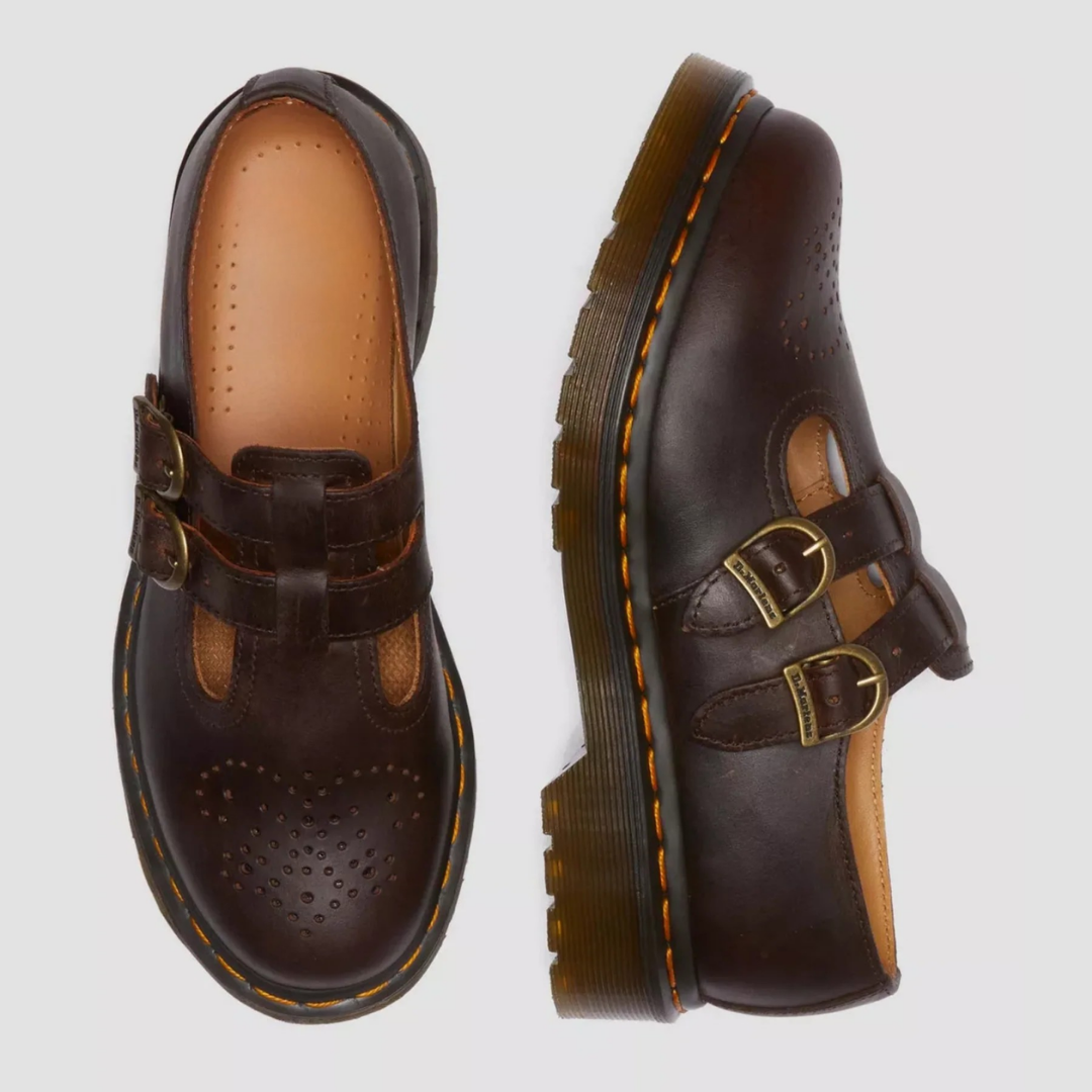 Double Buckle Leather Mary Jane Flats Women - Edgy Casual