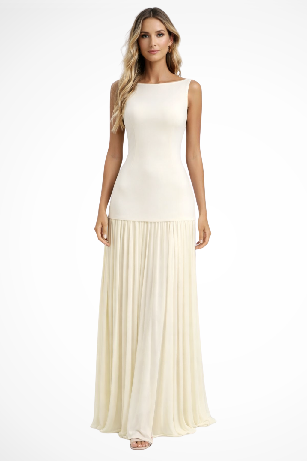 Elegant Pleated Maxi Dress - Formal Evening Gown