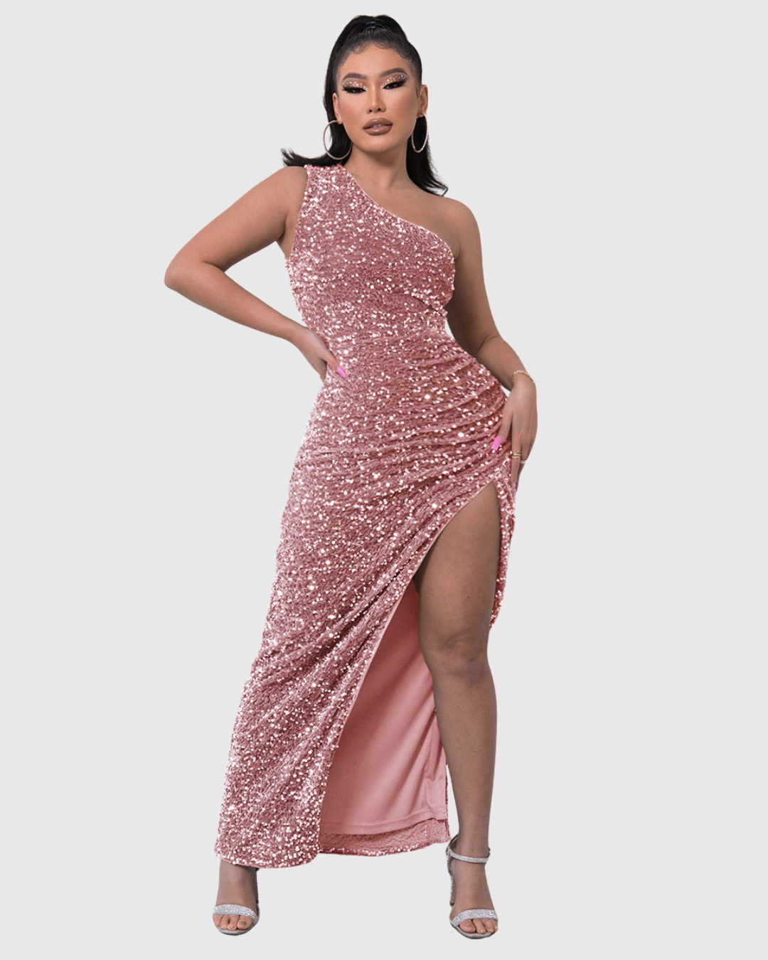 Sequin One-Shoulder Homecoming Dress