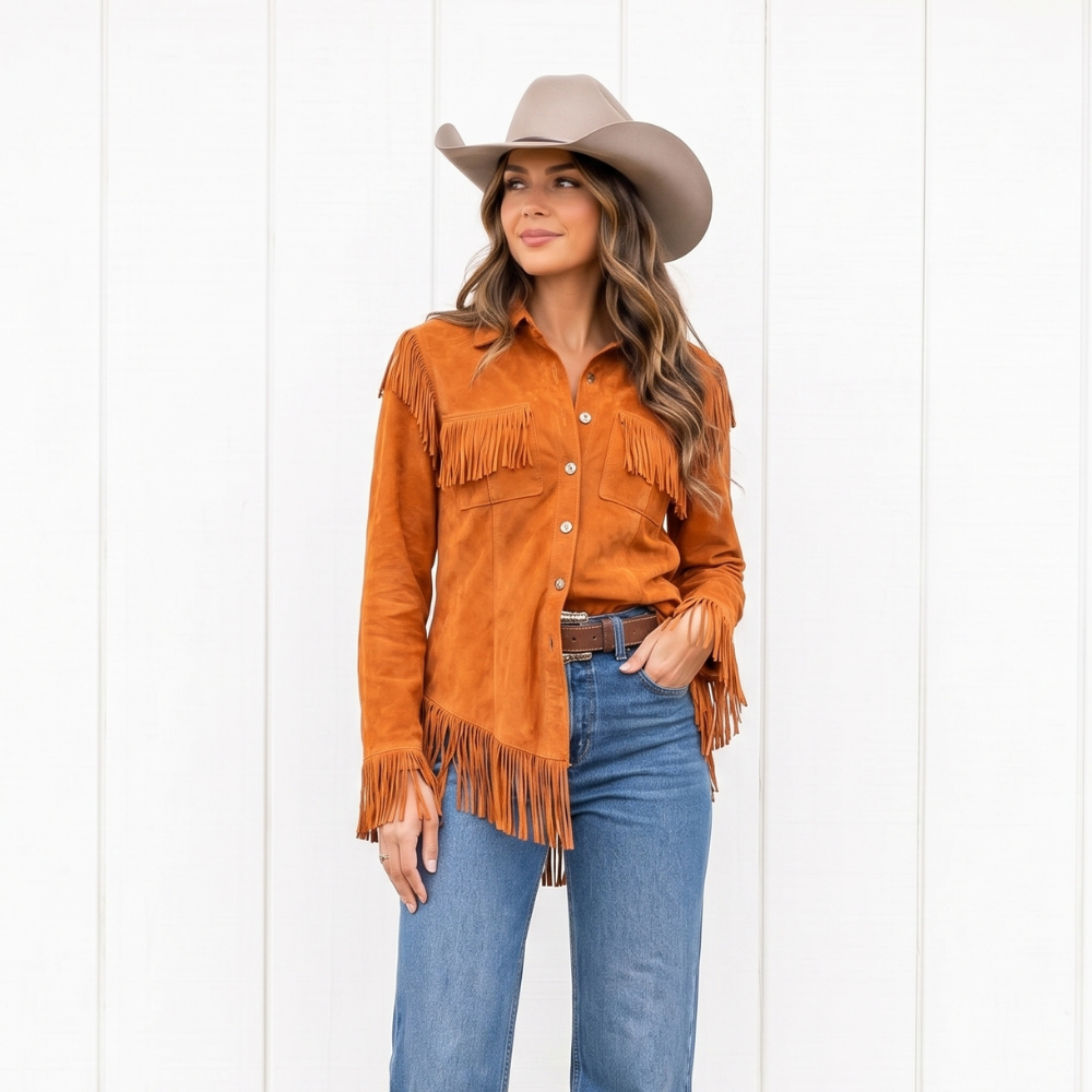 Fringe Suede Shirt Jacket for Casual Style