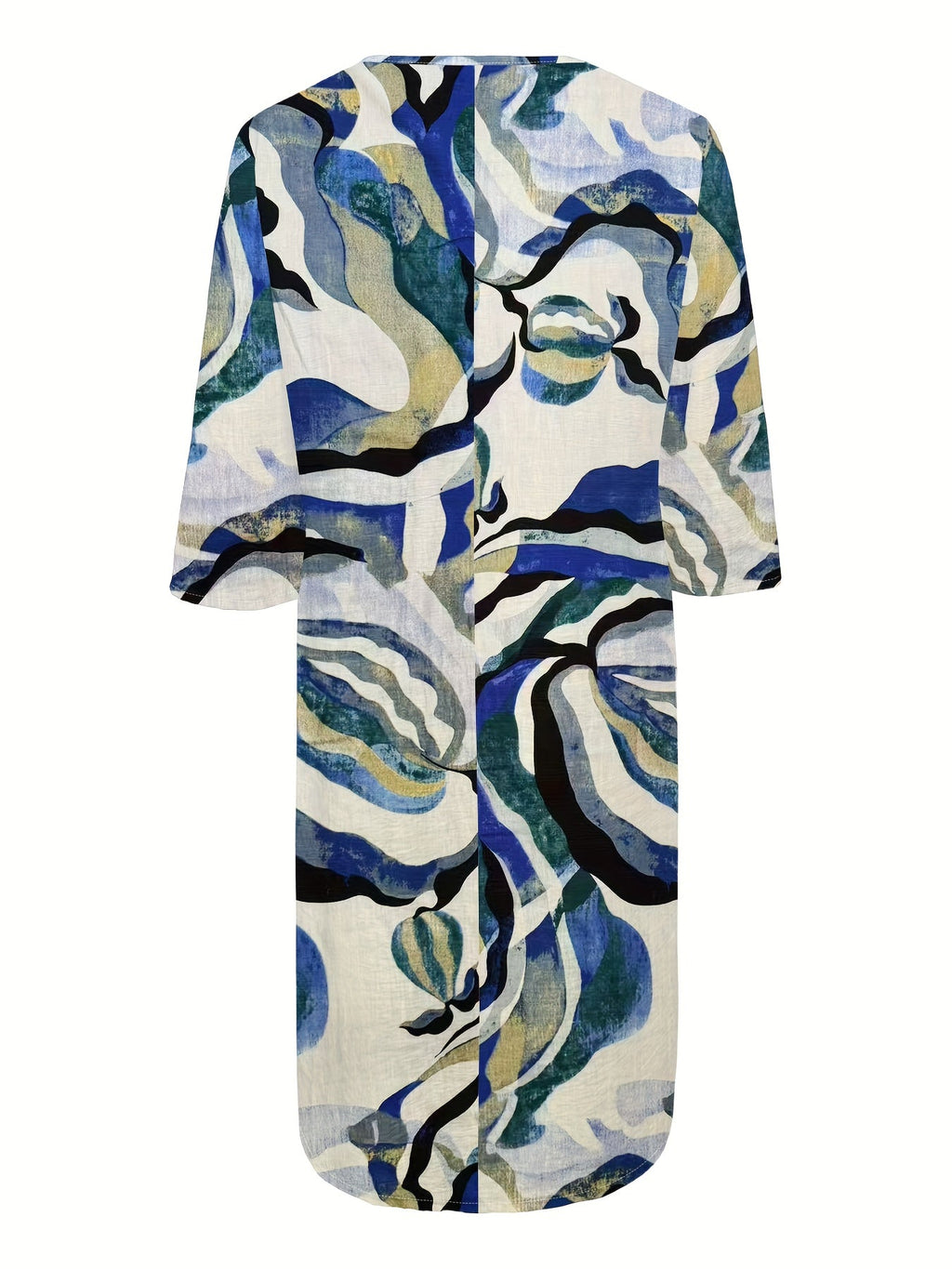Women's Spring/Autumn Casual Straight-Leg V-Neck Printed Dress