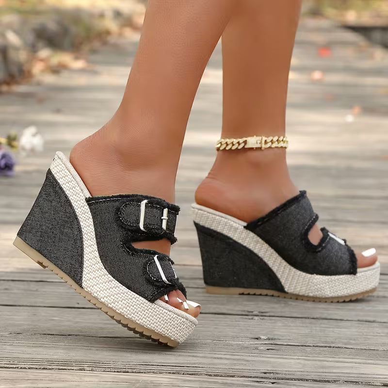 Espadrille Wedge Denim Sandals