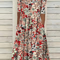 Gabi-Elegant Floral Print V-Neck Midi Dress