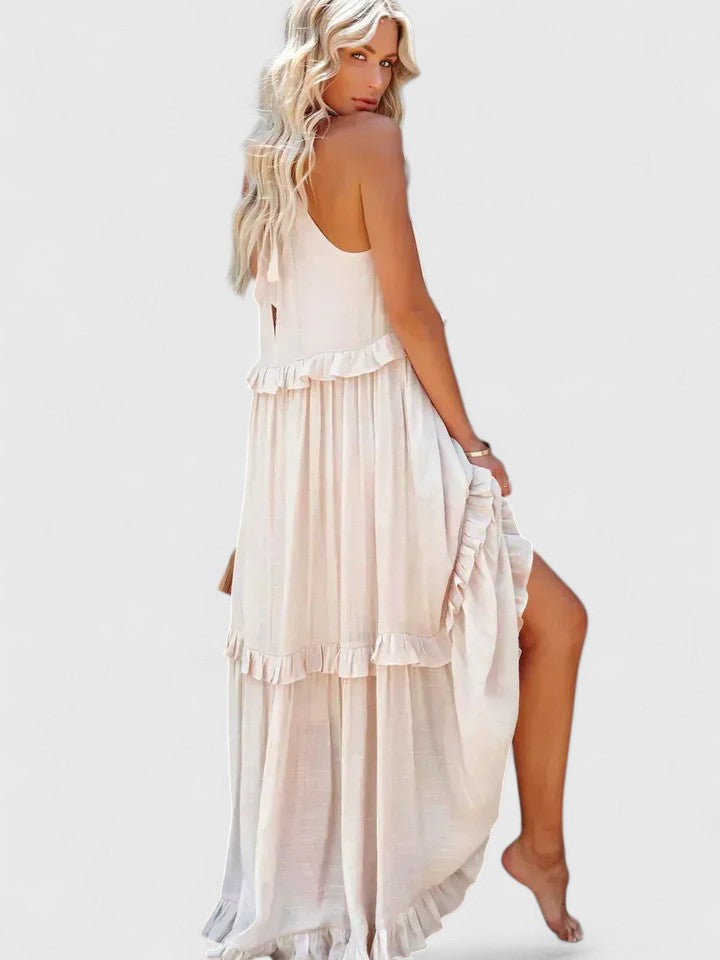 Sleeveless Tiered Maxi Summer Dress Ruffle Detail Loose Fit