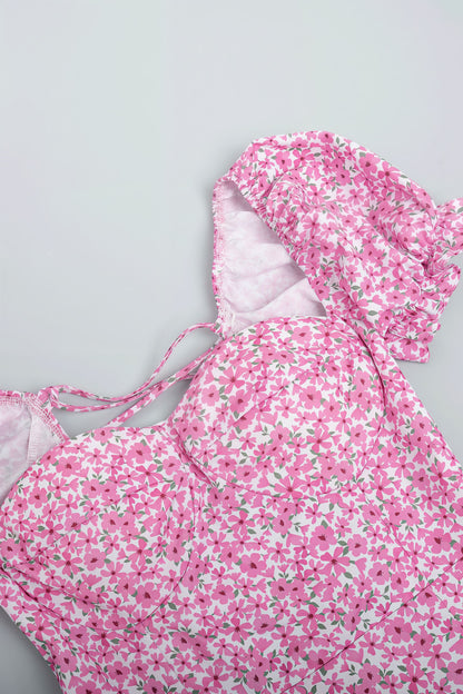 Off Shoulder Floral Slit Midi Dress