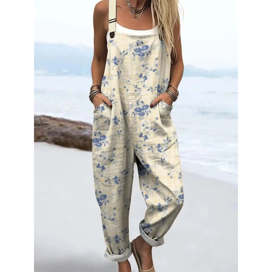 Floral Linen Casual Cotton Jumpsuit Women