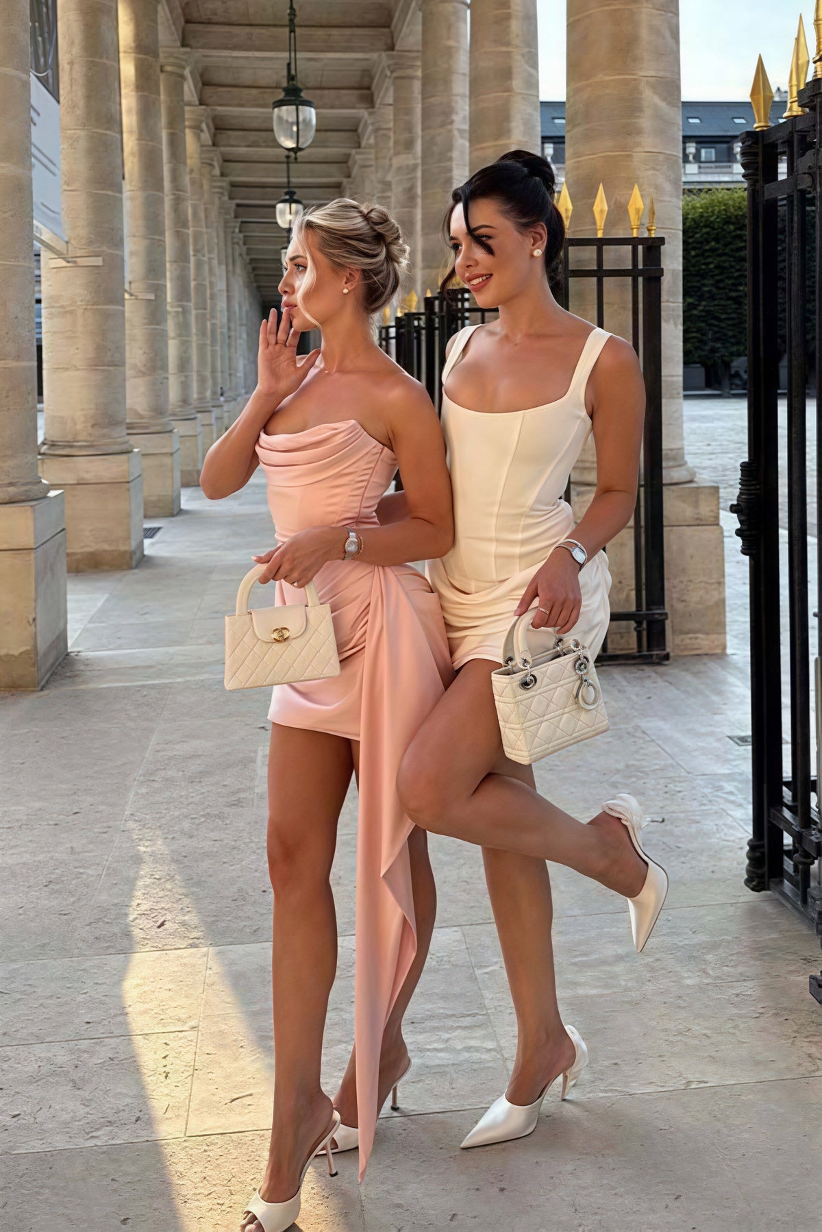 Woman wearing Boned Ruched Bodice Party Mini Dress from Hicosy — view 5
