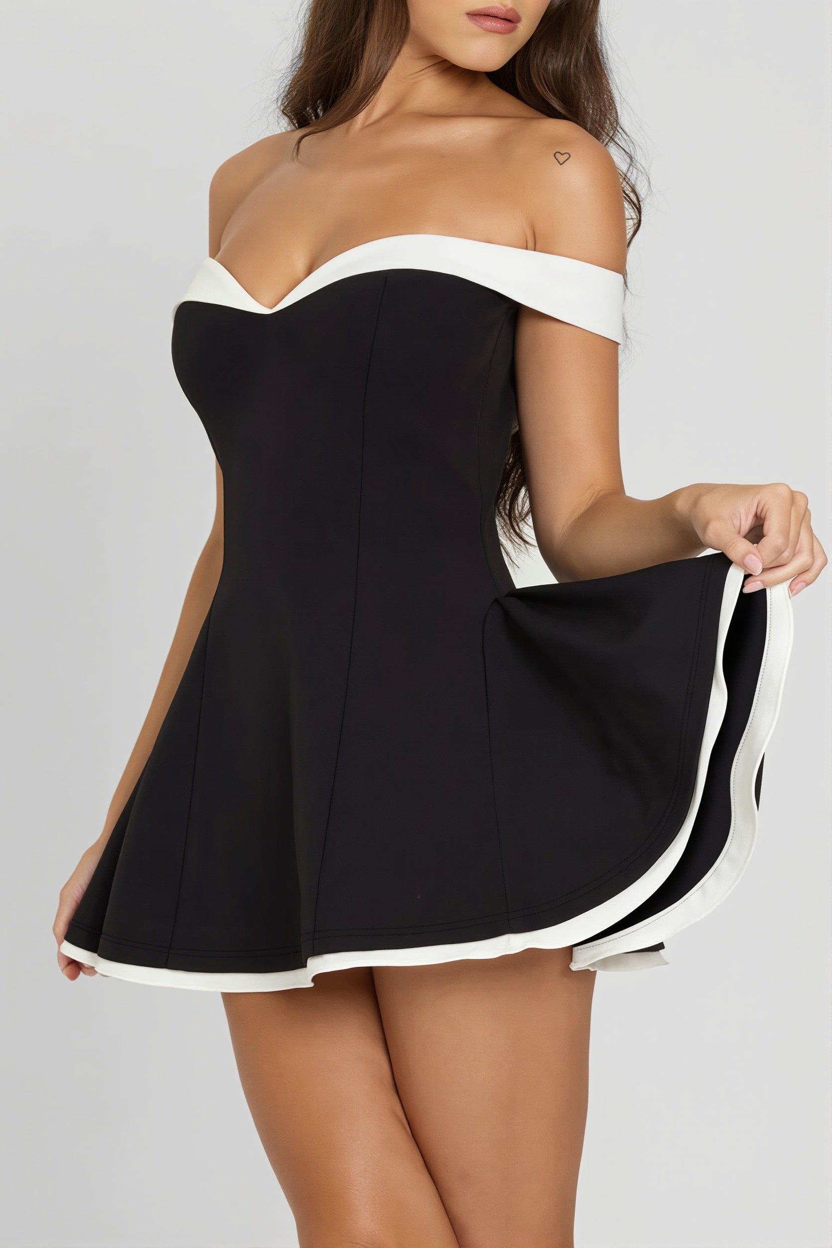 Elegant Solid Slim Bandeau Mini Dress