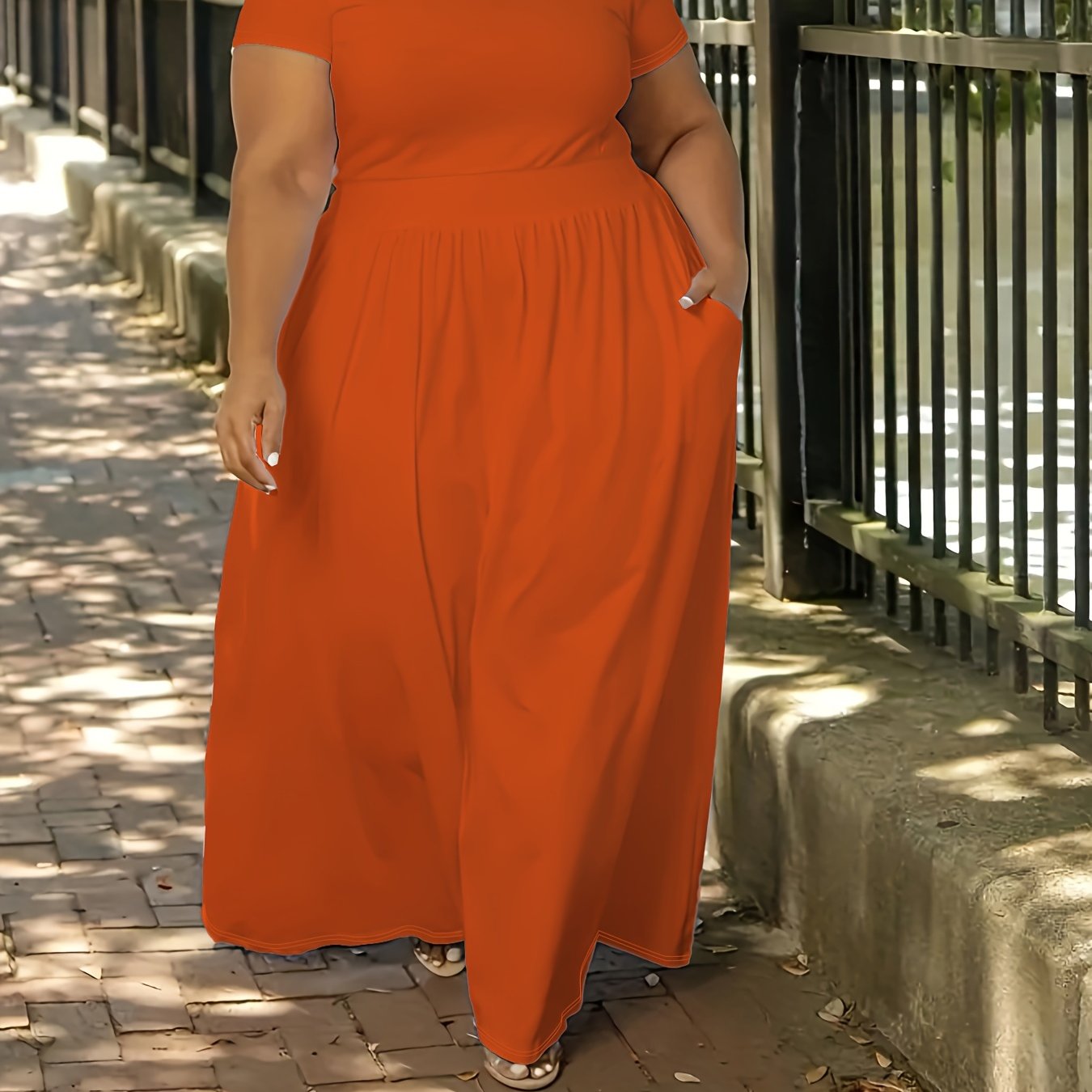 Plus Size Short Sleeve Flowy Maxi Dress