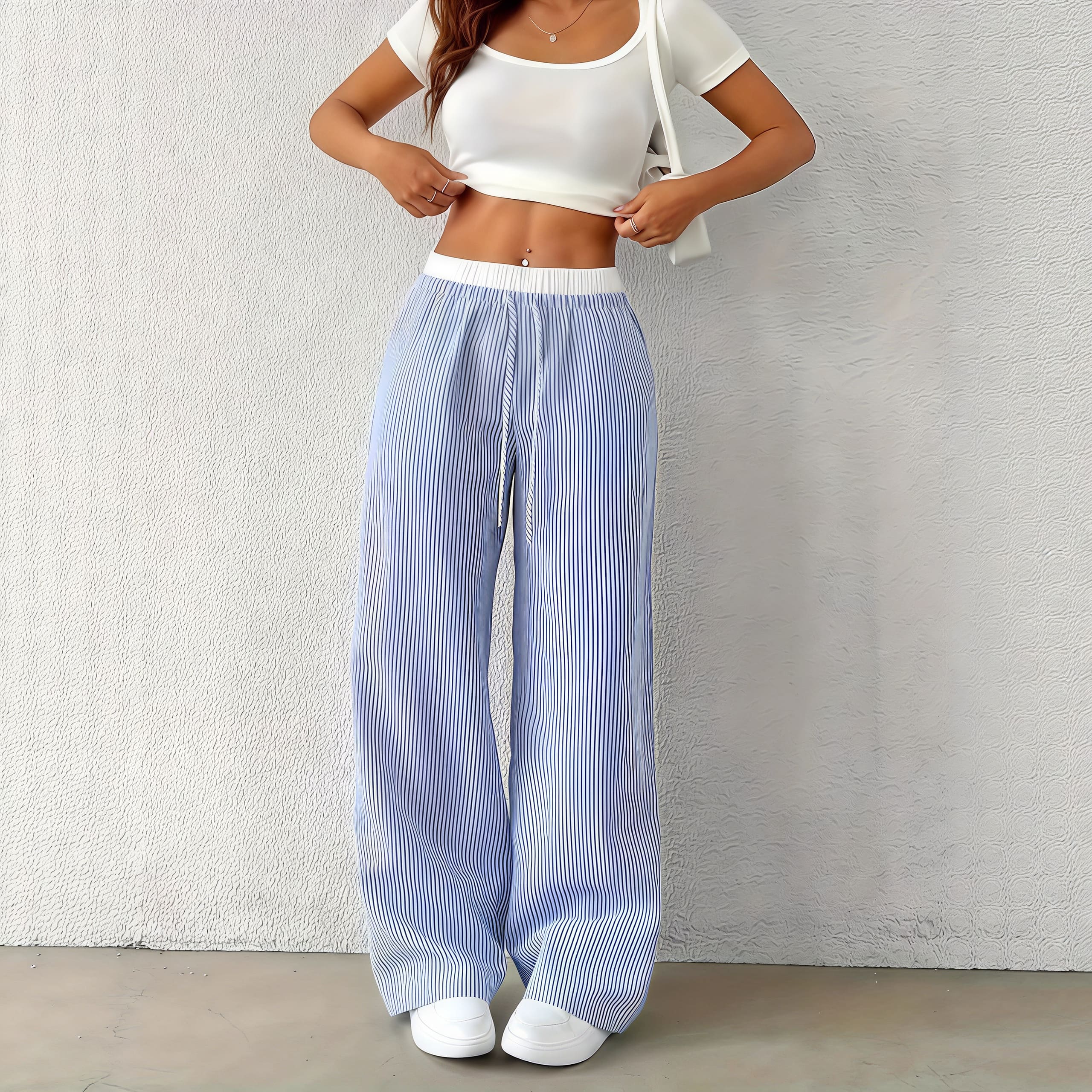 Fashion Striped Straight Casual Pants